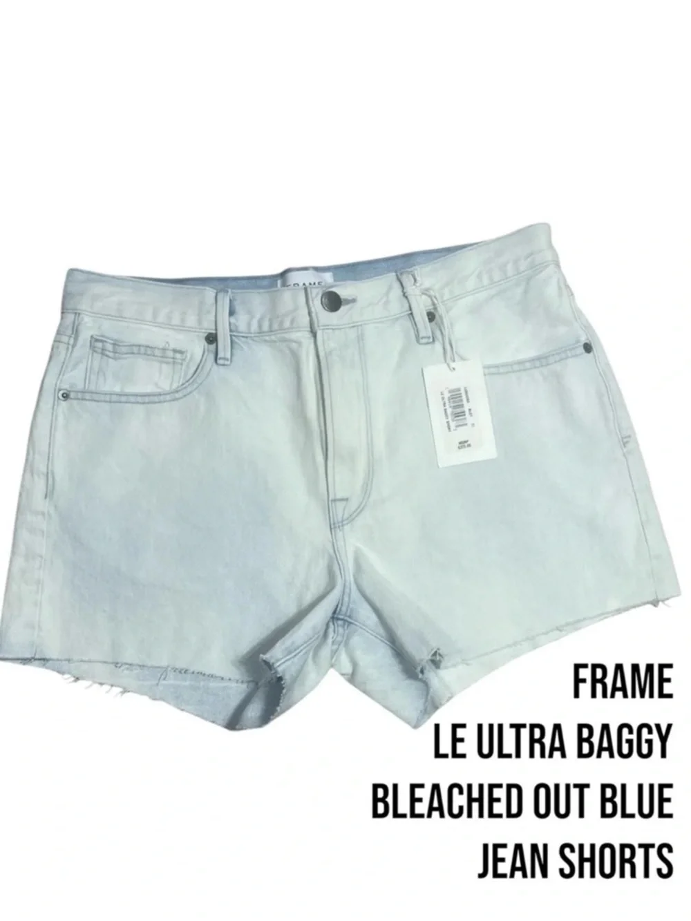 FRAME le Ultra Baggy Jean Shorts Vintage Bleached Out Blue Wash size 27